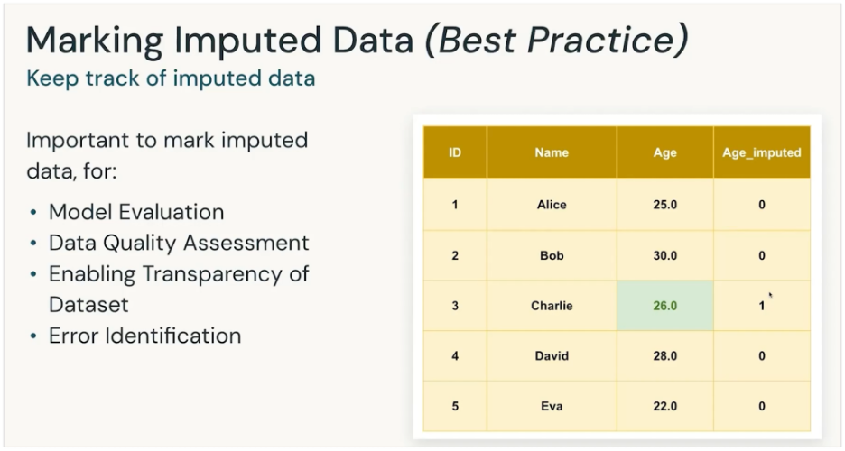 Data Imputation Marking